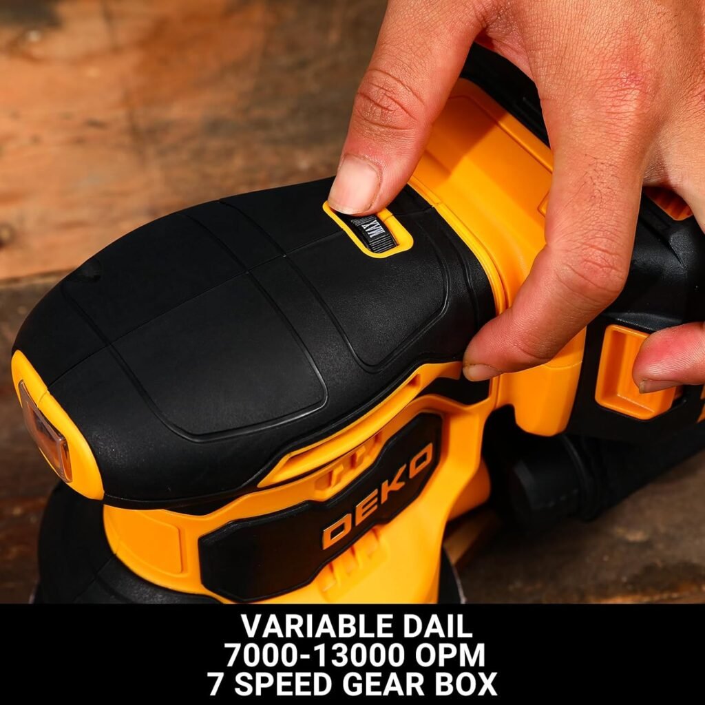 Orbital Sander Cordless : 20V Power Sander Tool with Battery and Charger Electric Hand Sanders Tools for Wood, Dust Bag, Vacuum Blower Attachment